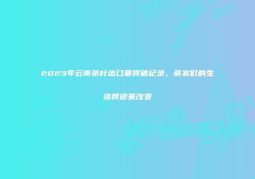 2023年云南茶叶出口量将破纪录，茶农们的生活将迎来改变