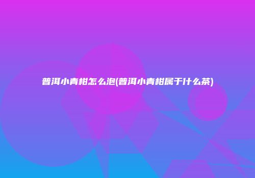 普洱小青柑怎么泡(普洱小青柑属于什么茶)
