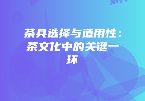 茶具选择与适用性：茶文化中的关键一环