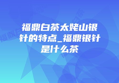 福鼎白茶太姥山银针的特点_福鼎银针是什么茶