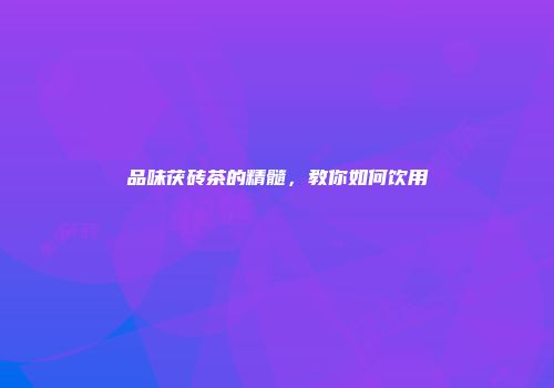 品味茯砖茶的精髓，教你如何饮用