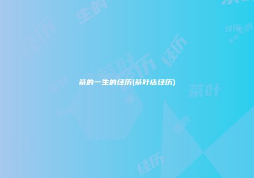 茶的一生的经历(茶叶店经历)