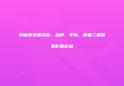 揭秘贵老普洱茶：品种、年份、质量三重因素影响价格