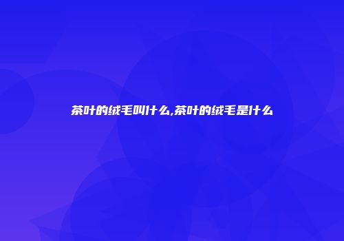 茶叶的绒毛叫什么,茶叶的绒毛是什么