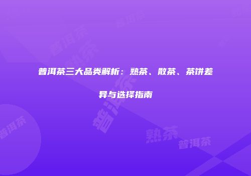 普洱茶三大品类解析：熟茶、散茶、茶饼差异与选择指南