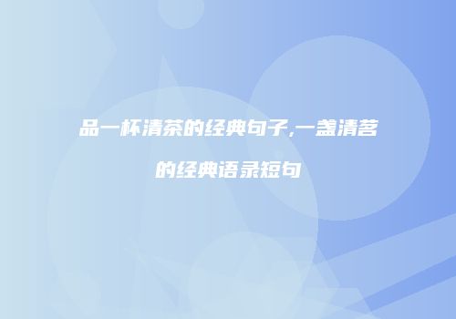 品一杯清茶的经典句子,一盏清茗的经典语录短句