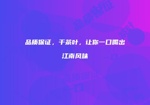 品质保证，干茶叶，让你一口喝出江南风味