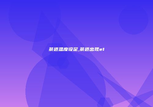 茶道温度设定,茶道出现e1