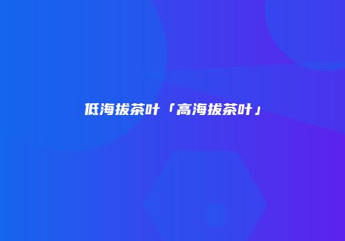 低海拔茶叶「高海拔茶叶」