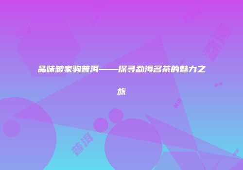 品味皱家驹普洱——探寻勐海名茶的魅力之旅