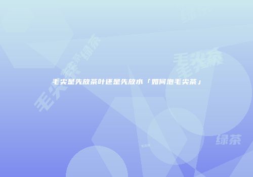 毛尖是先放茶叶还是先放水「如何泡毛尖茶」