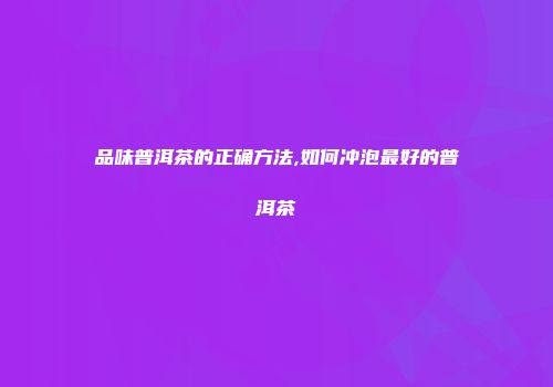 品味普洱茶的正确方法,如何冲泡最好的普洱茶