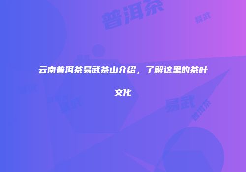 云南普洱茶易武茶山介绍，了解这里的茶叶文化