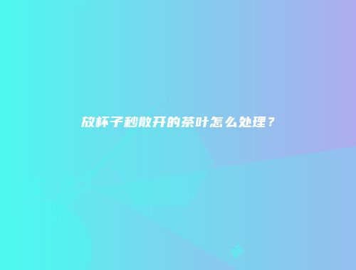 放杯子秒散开的茶叶怎么处理？