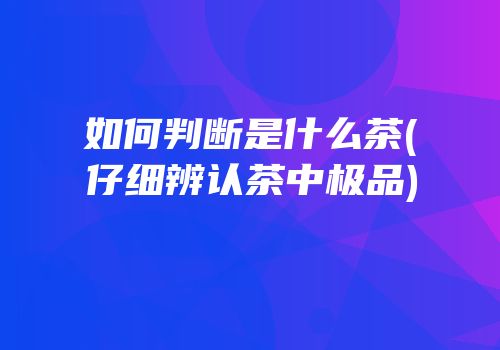 如何判断是什么茶(仔细辨认茶中极品)