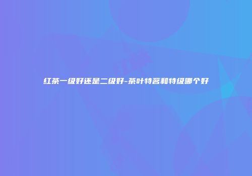 红茶一级好还是二级好-茶叶特茗和特级哪个好
