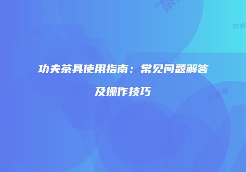 功夫茶具使用指南：常见问题解答及操作技巧