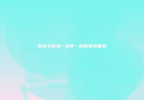 茶水与茶汤一场不一样的茶道体验