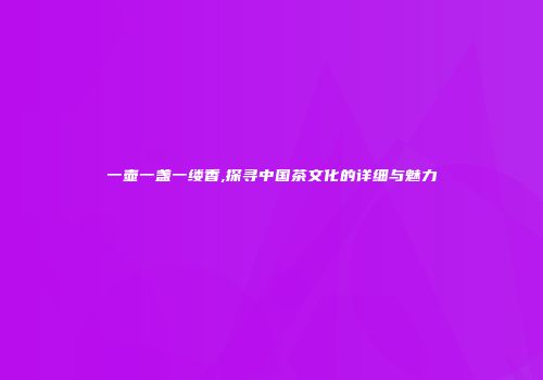 一壶一盏一缕香,探寻中国茶文化的详细与魅力
