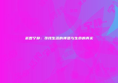 茶香宁静：寻找生活的禅意与生命的真实