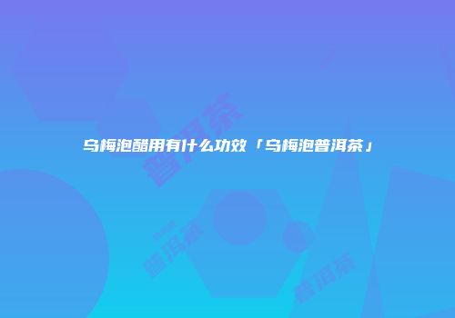 乌梅泡醋用有什么功效「乌梅泡普洱茶」