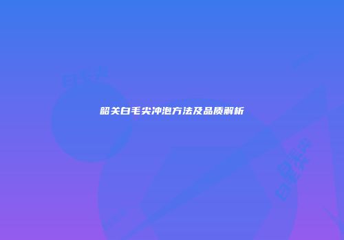 韶关白毛尖冲泡方法及品质解析