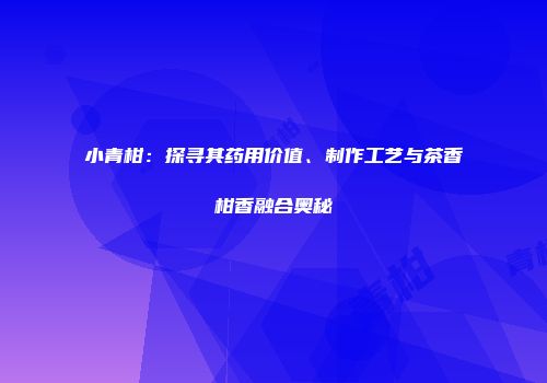 小青柑：探寻其药用价值、制作工艺与茶香柑香融合奥秘
