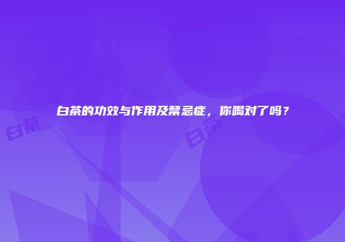 白茶的功效与作用及禁忌症，你喝对了吗？