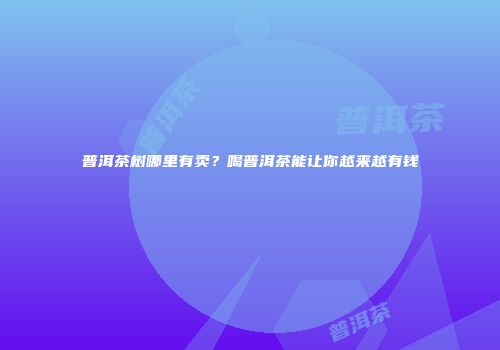 普洱茶树哪里有卖？喝普洱茶能让你越来越有钱
