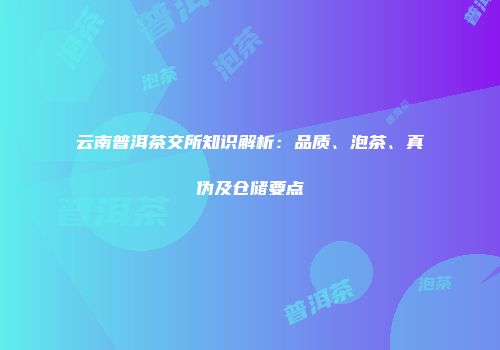 云南普洱茶交所知识解析：品质、泡茶、真伪及仓储要点