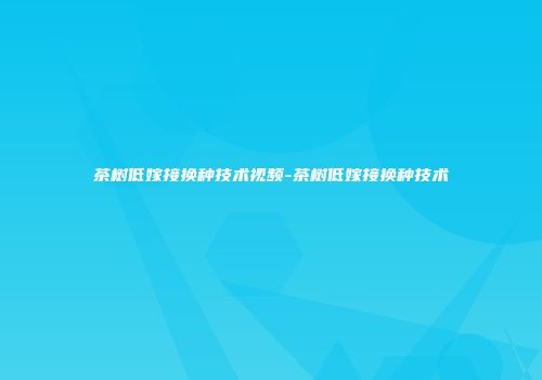 茶树低嫁接换种技术视频-茶树低嫁接换种技术