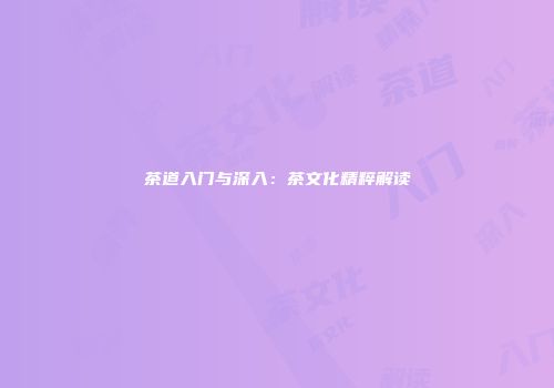 茶道入门与深入：茶文化精粹解读
