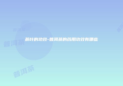 茶叶的功效-普洱茶的药用功效有哪些