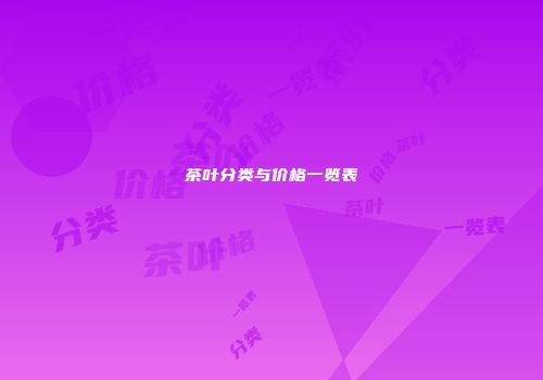 茶叶分类与价格一览表
