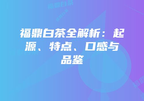 福鼎白茶全解析：起源、特点、口感与品鉴