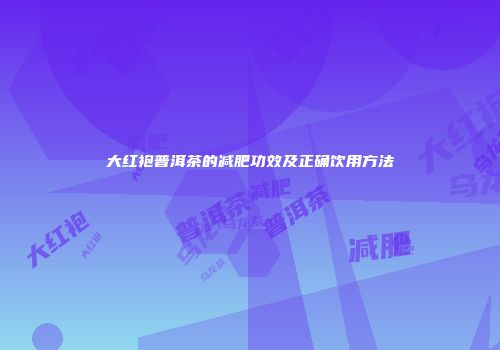 大红袍普洱茶的减肥功效及正确饮用方法