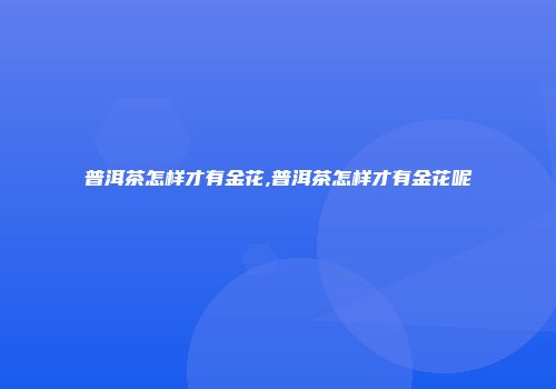 普洱茶怎样才有金花,普洱茶怎样才有金花呢