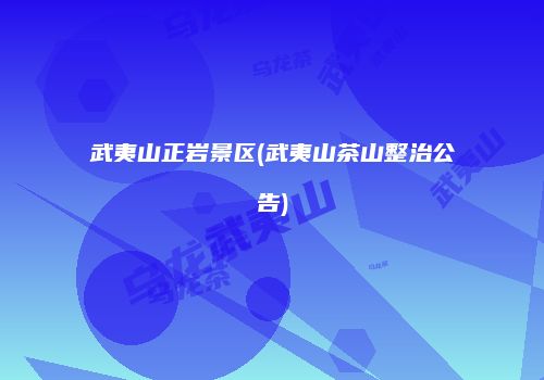 武夷山正岩景区(武夷山茶山整治公告)