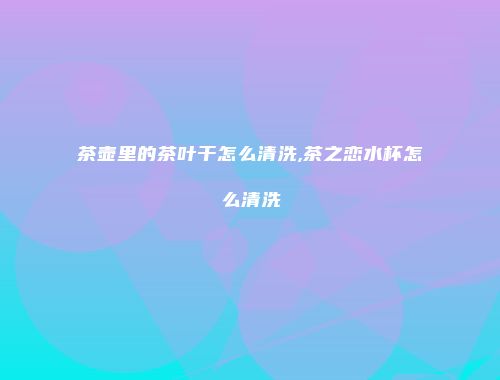 茶壶里的茶叶干怎么清洗,茶之恋水杯怎么清洗