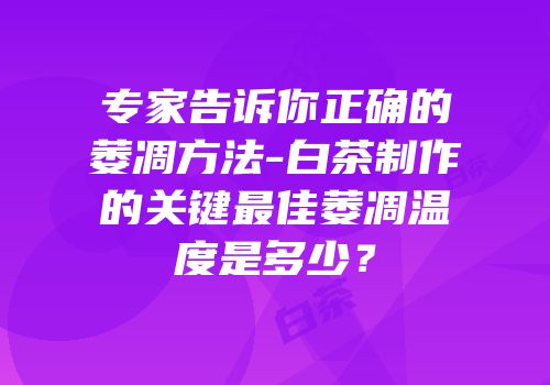 专家告诉你正确的萎凋方法-白茶制作的关键最佳萎凋温度是多少？