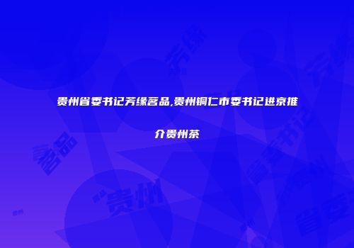 贵州省委书记芳缘茗品,贵州铜仁市委书记进京推介贵州茶