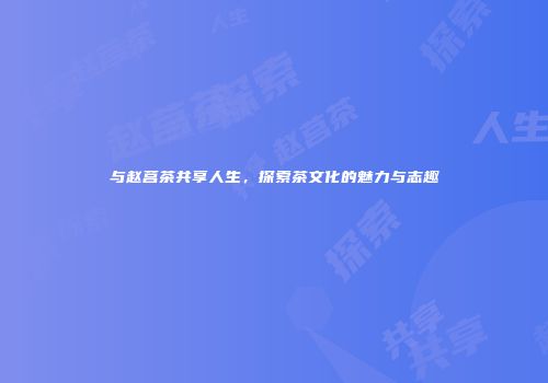 与赵莒茶共享人生，探索茶文化的魅力与志趣