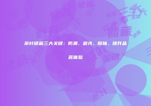 茶叶储藏三大关键：防潮、避光、隔味，提升品茗体验
