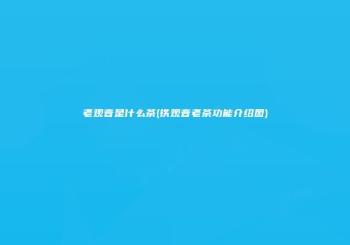 老观音是什么茶(铁观音老茶功能介绍图)