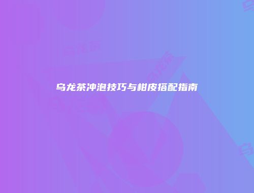 乌龙茶冲泡技巧与柑皮搭配指南