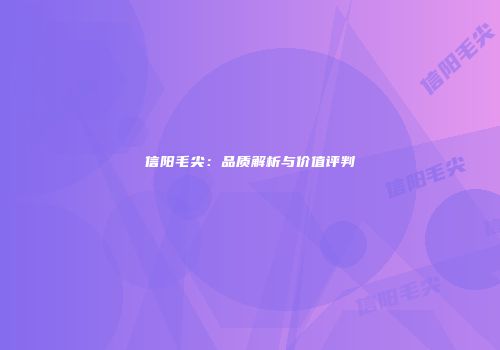 信阳毛尖：品质解析与价值评判
