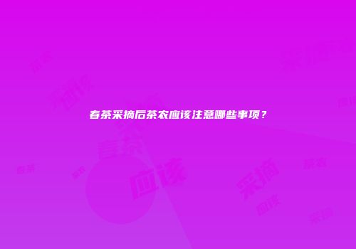 春茶采摘后茶农应该注意哪些事项？