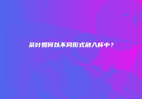 茶叶如何以不同形式融入杯中？