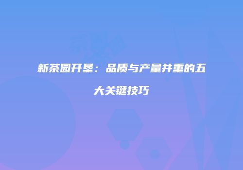 新茶园开垦：品质与产量并重的五大关键技巧