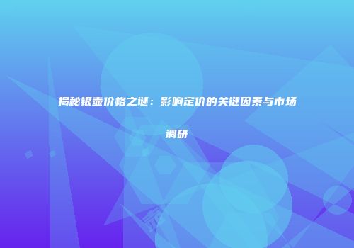 揭秘银壶价格之谜：影响定价的关键因素与市场调研